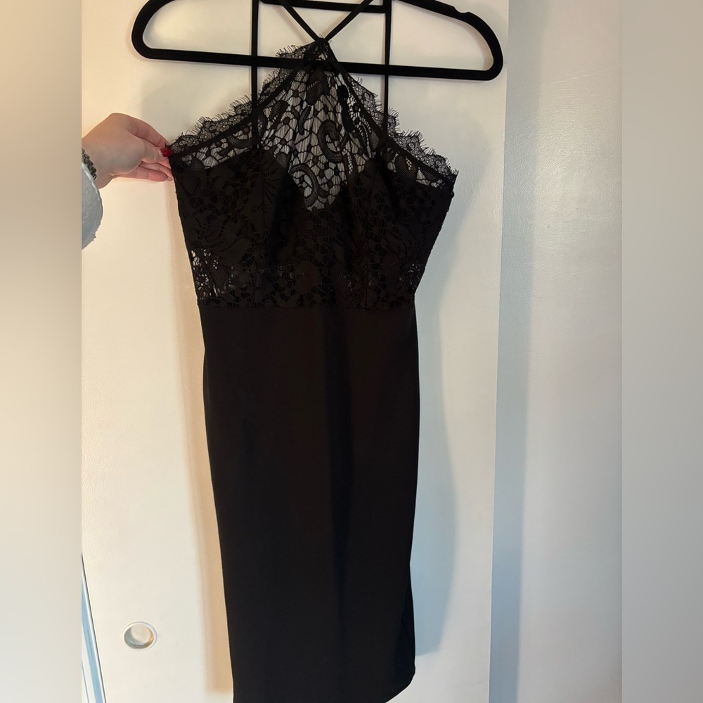 Charlotte Russe Black Lace Halter Dress